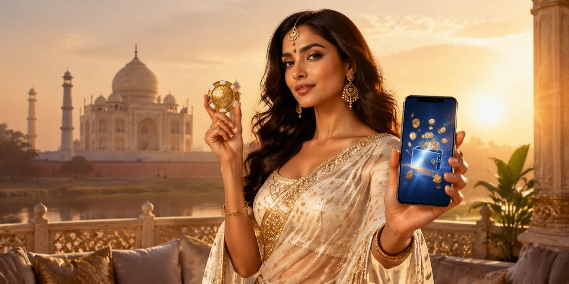 Agra Taj Mahal with mobile payment in saree